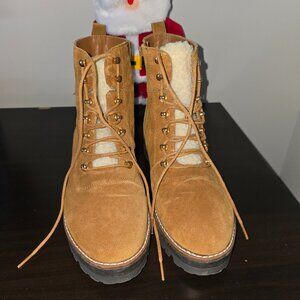 Winter Boots Women Part Leather Size 10 Brown Naomi Brand Warm Tie closure